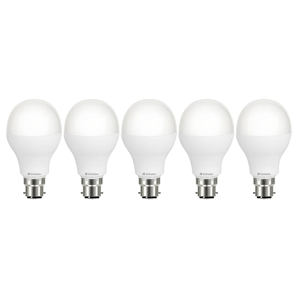 5x Verbatim B22 Bayonet Cool WHT Classic A Dimmable Light Globe 14W/1600lm/4000K