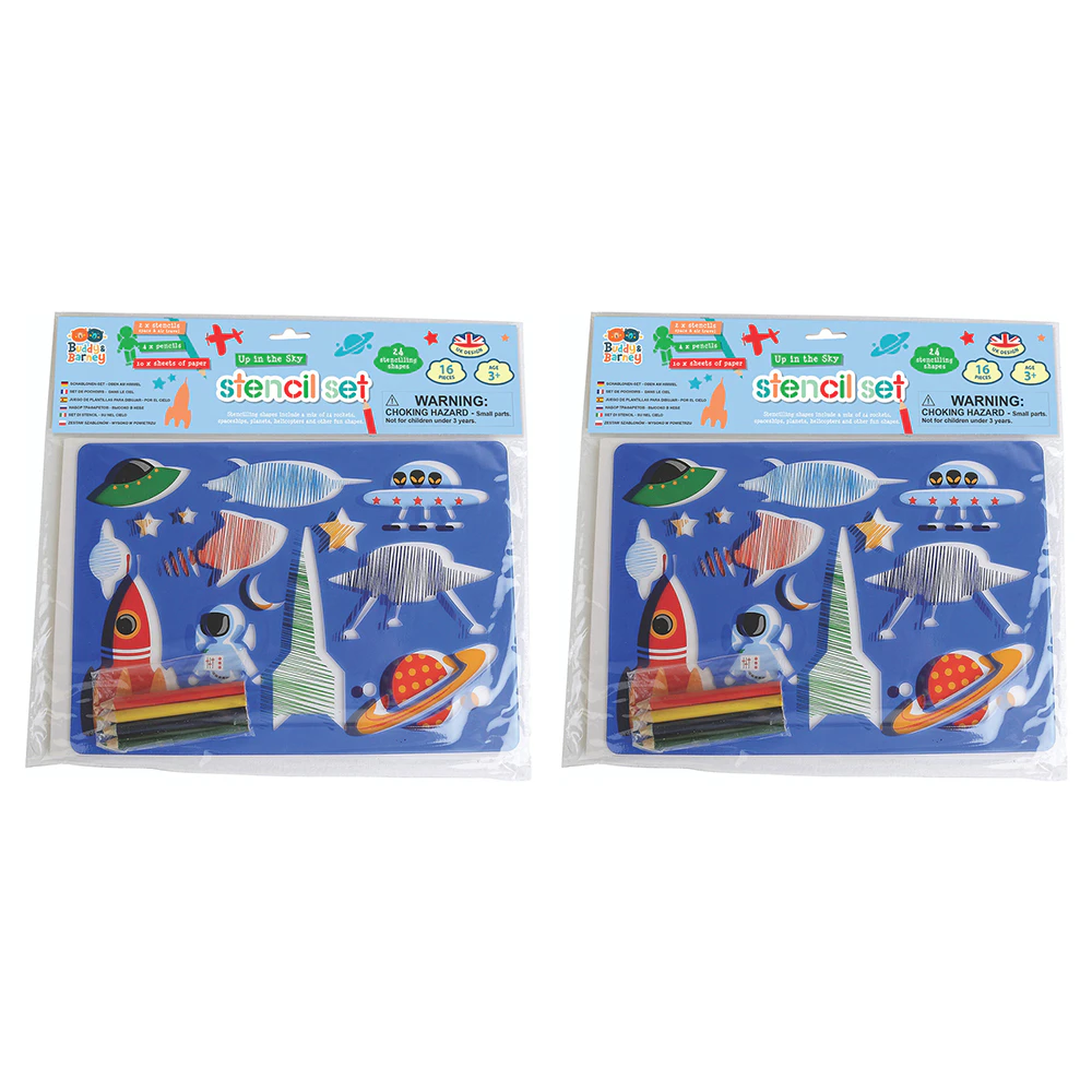 2x Buddy & Barney Stencil & Pencil Double Pack Up In The Sky Kids/Children 3y+