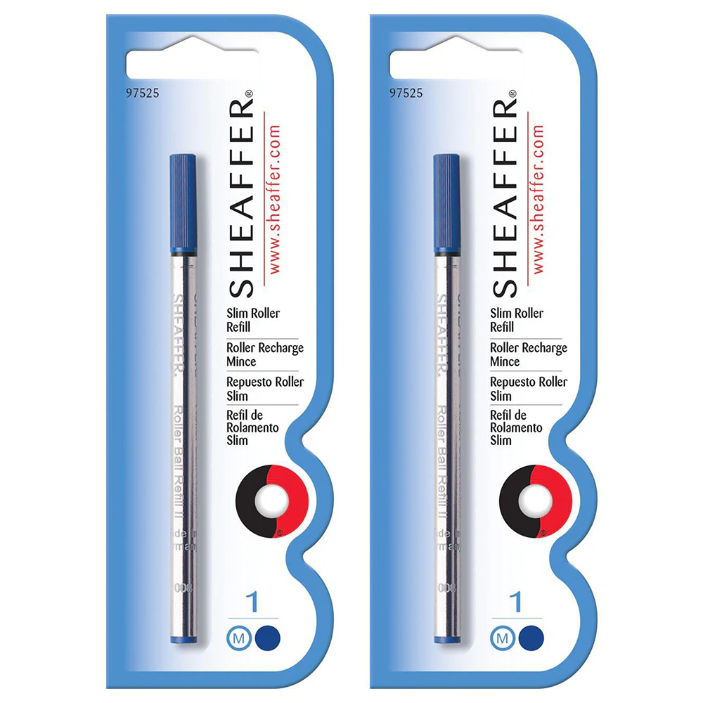 2x Sheaffer Slim Roller Ball Pen Refill Cartridge Office Medium Blue Ink Single