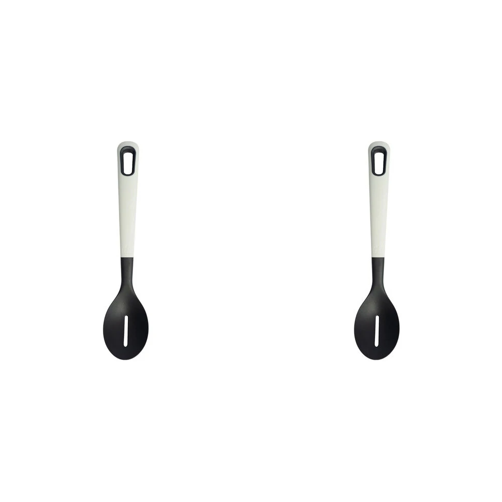 2x eKu Upcycle Soft Grip Versatile Kitchen Slotted Spoon Stirrer - Caviar Black