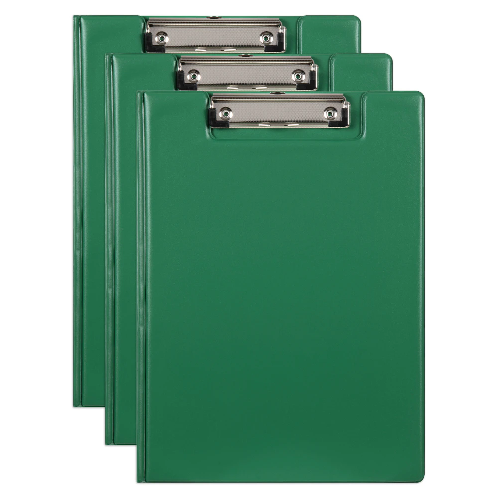 3x Marbig PP Clipfolder A4 File Organiser Folder w/Clip Document Clipboard Green