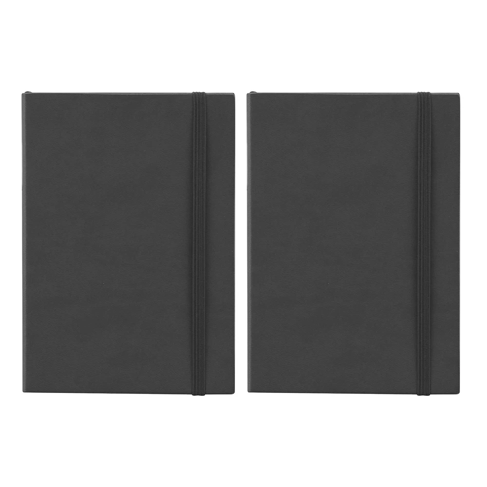 2x Scripto Premium A5 Flexi Home Office Writing Journal Black/Plain Paper