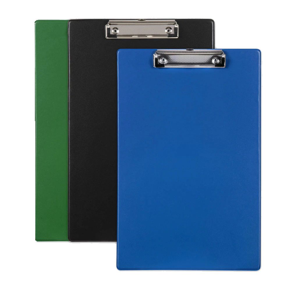 3x Marbig A4 File Document PVC Paper Clipboard w/ Metal Clip Organiser Assorted