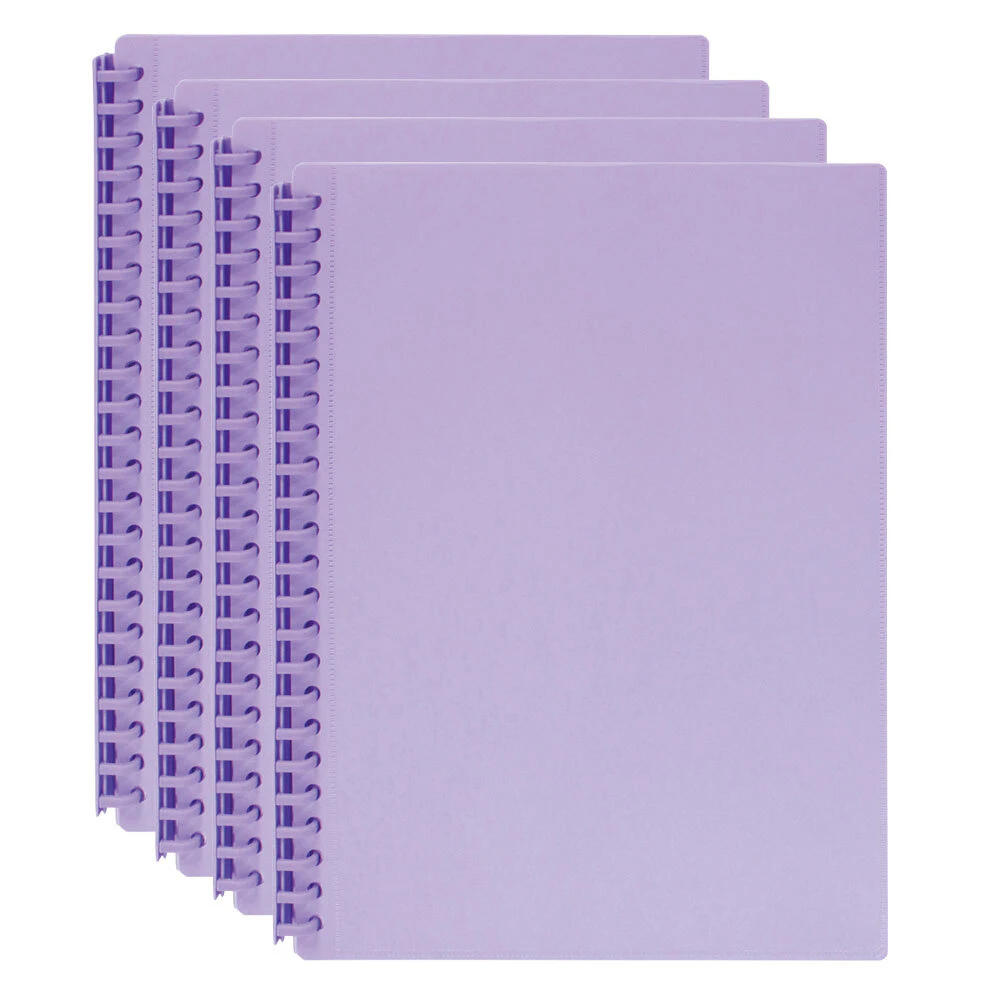 4PK Marbig 20-Pocket A4 Refillable Document Display Book w/Insert Cover - Purple