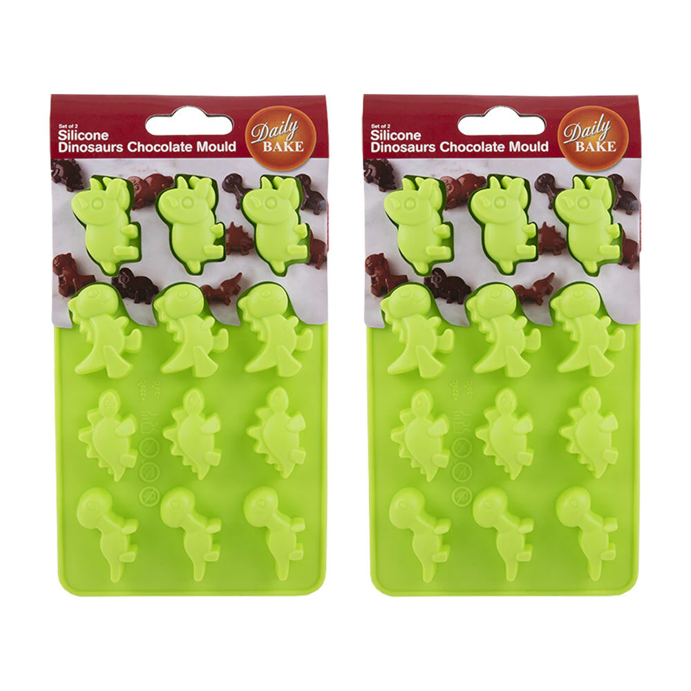 4pc Daily Bake Silicone Dinosaur Shaped 12 Cup Chocolate Mould Set Green