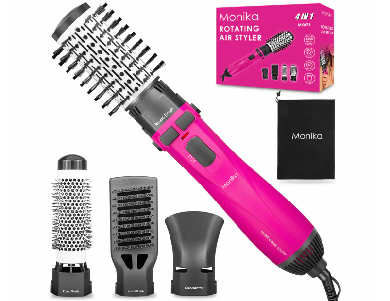 Monika 4in1 1200W  Air Styler Hair Dryer Brush w/ Ionic Care Tech Straightening Curling Blow Drying