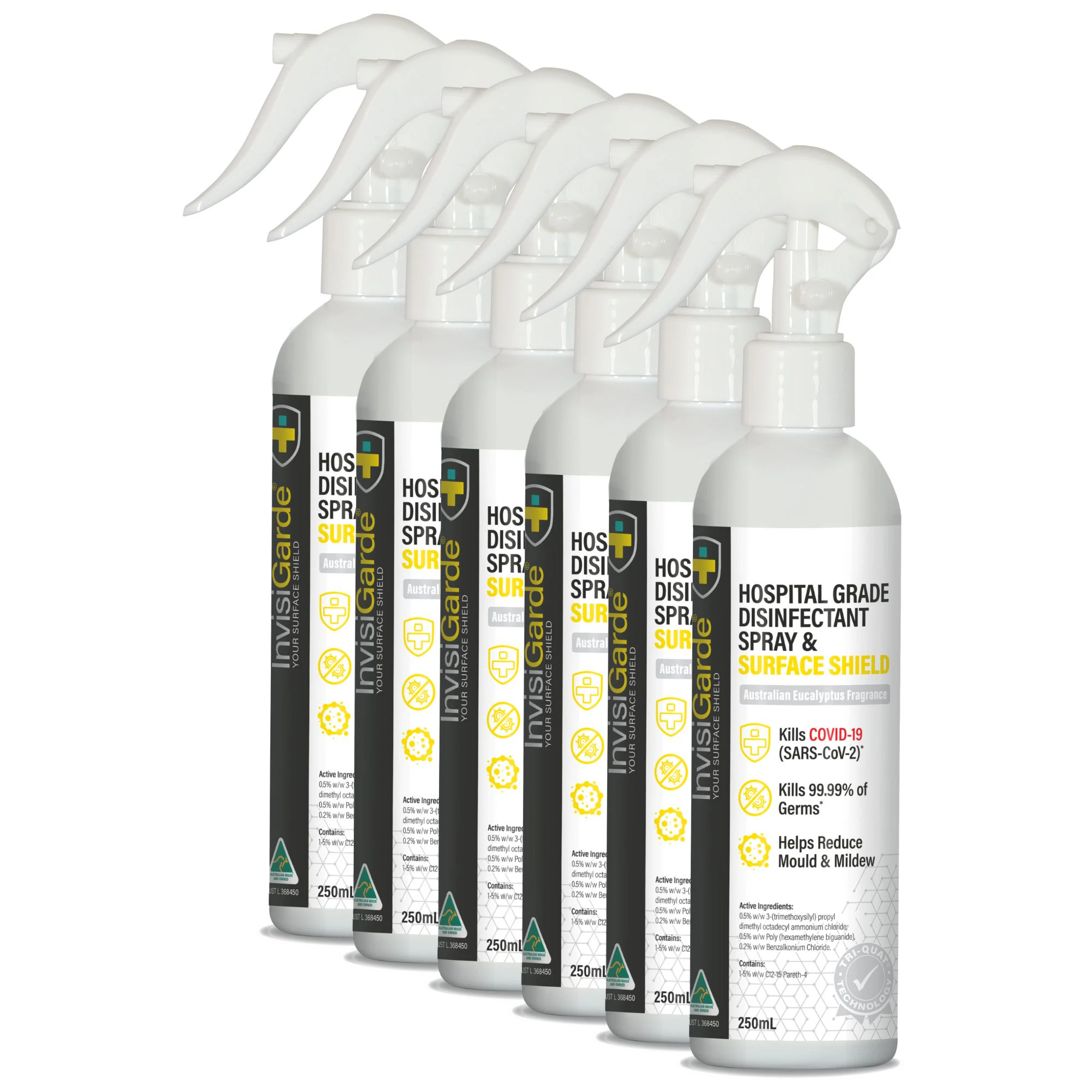 6 x InvisiGarde®  Hospital Grade Disinfectant  Bleach Free & Australian Made 250mL