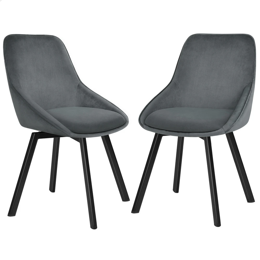 ALFORDSON 2x Dining Chairs Accent Kitchen Swivel Lounge Padded Seat Velvet Grey