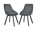 ALFORDSON 2x Dining Chairs Accent Kitchen Swivel Lounge Padded Seat Velvet Grey