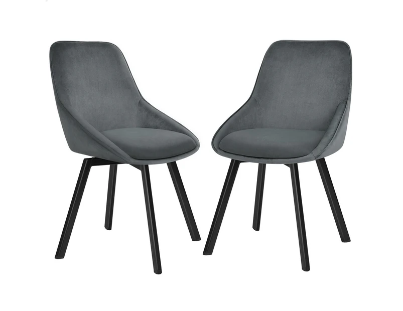 ALFORDSON 2x Dining Chairs Accent Kitchen Swivel Lounge Padded Seat Velvet Grey