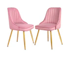 ALFORDSON 2x Dining Chairs Kitchen Accent Lounge Padded Tufted Seat Velvet Pink