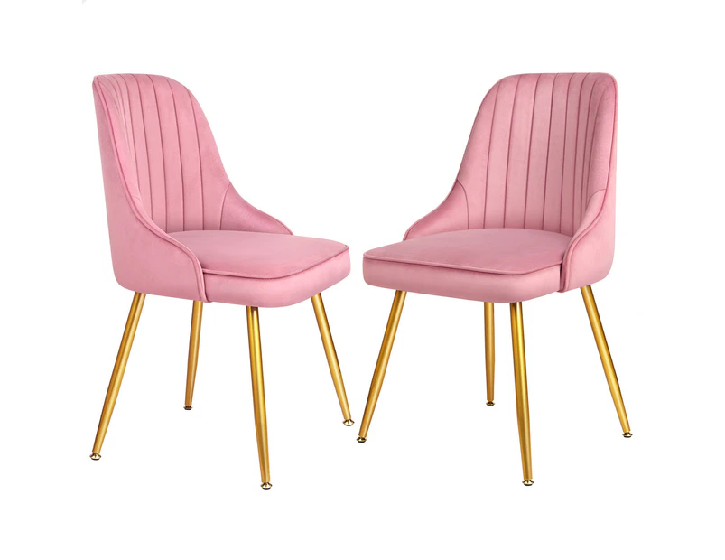 ALFORDSON 2x Dining Chairs Kitchen Accent Lounge Padded Tufted Seat Velvet Pink