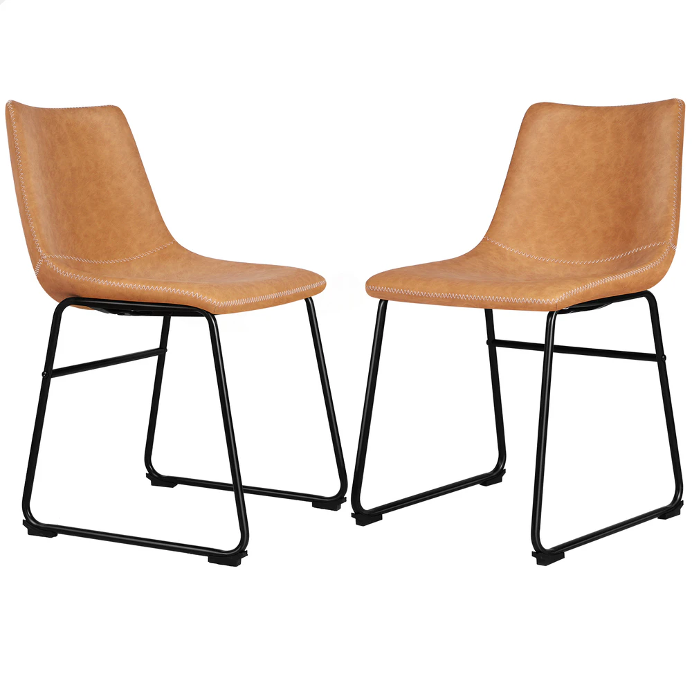 ALFORDSON 2x Dining Chairs Kitchen Lounge Cafe Seat Retro PU Leather Brown