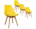 ALFORDSON 4x Dining Chairs Retro PU Leather Kitchen Lounge Cafe Wooden Yellow