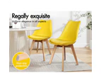 ALFORDSON 4x Dining Chairs Retro PU Leather Kitchen Lounge Cafe Wooden Yellow