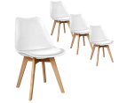 ALFORDSON 4x Dining Chairs Retro PU Leather Kitchen Lounge Cafe Wooden White