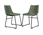 ALFORDSON 2x Dining Chairs Kitchen Lounge Cafe Seat Retro PU Leather Green