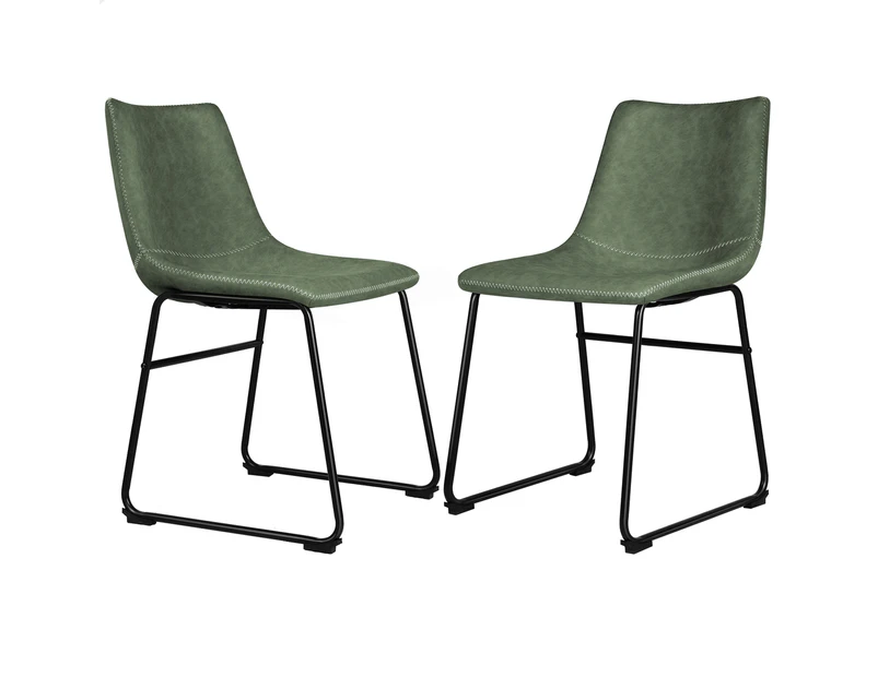 ALFORDSON 2x Dining Chairs Kitchen Lounge Cafe Seat Retro PU Leather Green