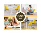 ALFORDSON 4x Dining Chairs Retro PU Leather Kitchen Lounge Cafe Wooden Yellow