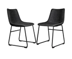 ALFORDSON 2x Dining Chairs Kitchen Lounge Cafe Seat Retro PU Leather Black