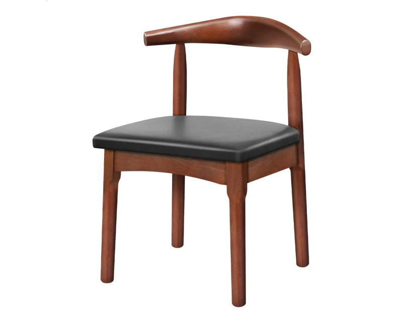 ALFORDSON 1x Dining Chair Kitchen Lounge Cafe Retro Walnut Wood PU Leather Seat