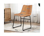 ALFORDSON 2x Dining Chairs Kitchen Lounge Cafe Seat Retro PU Leather Brown