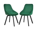 ALFORDSON 2x Dining Chairs Accent Kitchen Swivel Lounge Padded Seat Velvet Green