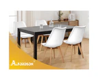 ALFORDSON 4x Dining Chairs Retro PU Leather Kitchen Lounge Cafe Wooden White