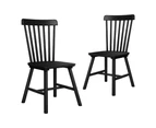 ALFORDSON 2x Dining Chairs Kitchen Lounge Cafe Retro Solid Wood Modern Black