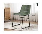 ALFORDSON 2x Dining Chairs Kitchen Lounge Cafe Seat Retro PU Leather Green