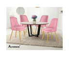 ALFORDSON 2x Dining Chairs Kitchen Accent Lounge Padded Tufted Seat Velvet Pink