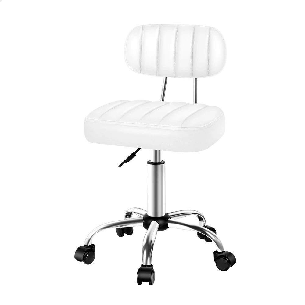 ALFORDSON Salon Stool Backrest Swivel Barber Hair Dress Chair Lina White