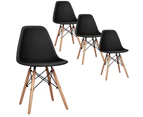 ALFORDSON 4x Dining Chairs Retro Steel Kitchen Lounge Cafe Solid Wood Black