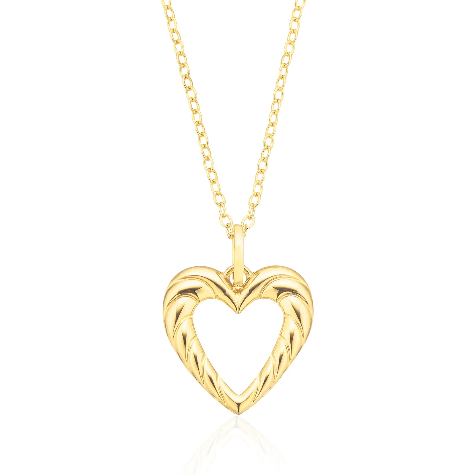 9ct Yellow Gold  Pattern Heart Pendant