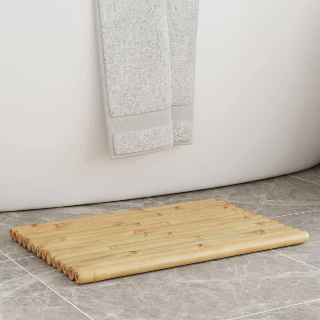 Bath Mats 2 pcs Bamboo 50x35 cm Natural Finish Durable Easy to Clean Versatile