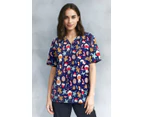 Christmas Printed Scrubs Unisex Navy - Navy