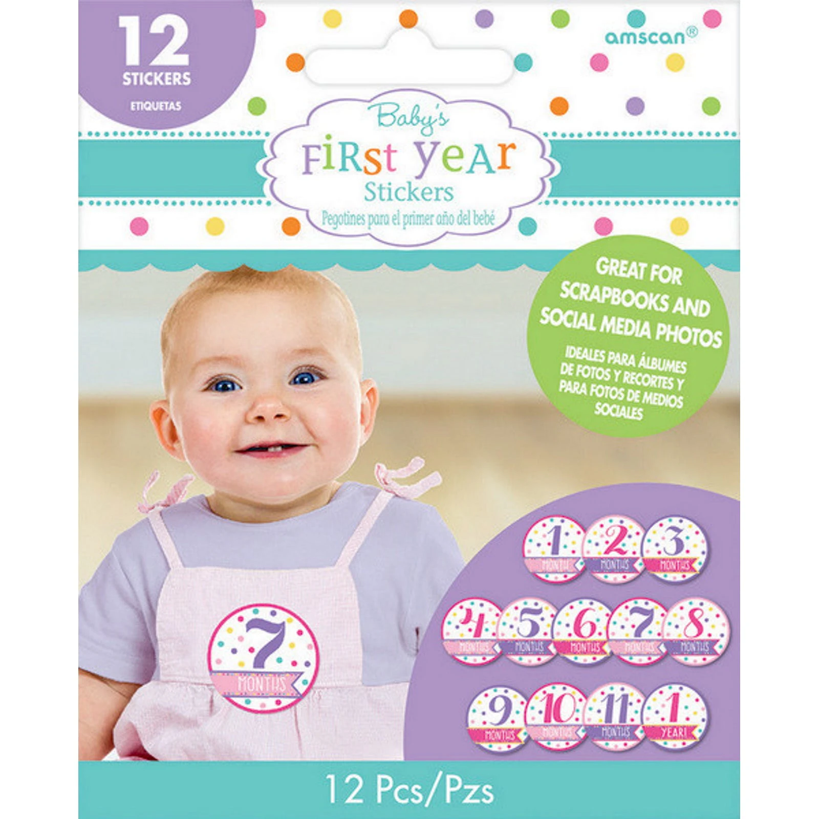 Baby Girl First Year Stickers (Pack of 12)