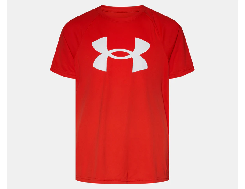 Under Armour Youth Boys' UA Tech Big Logo Short Sleeve Tee / T-Shirt / Tshirt - Radio Red/White