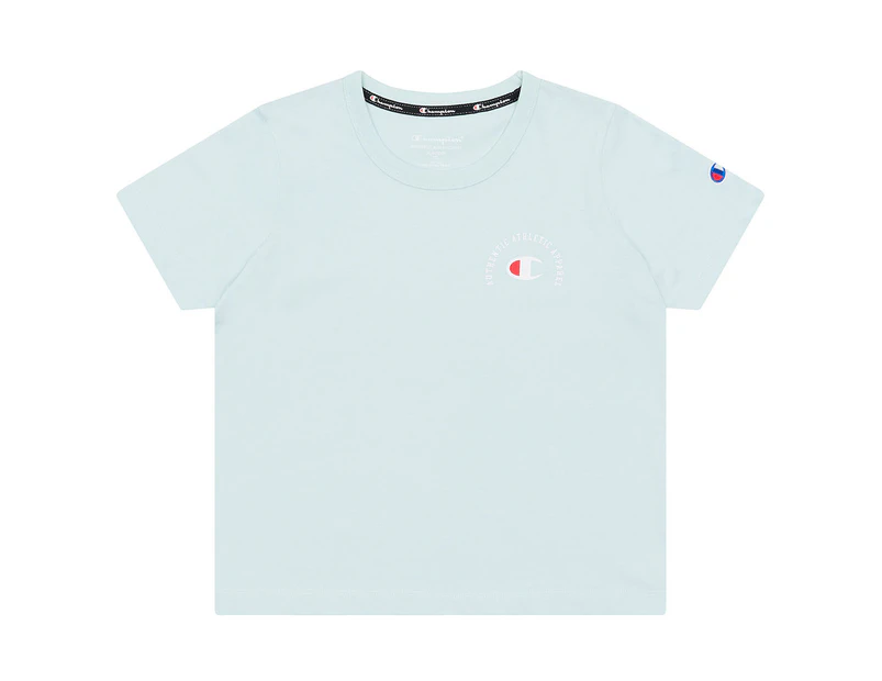 Champion Youth Girls' Sports Graphic Boxy Tee / T-Shirt / Tshirt - Light Blue