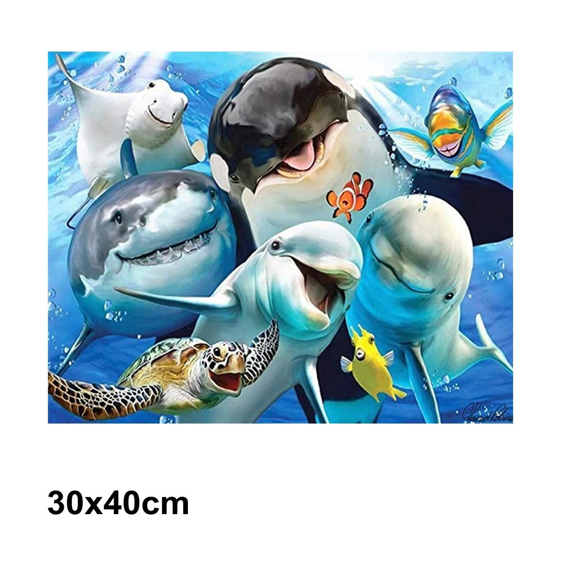 5D Diamond Art Painting 30x40cm Canvas Kit Underwater Animals