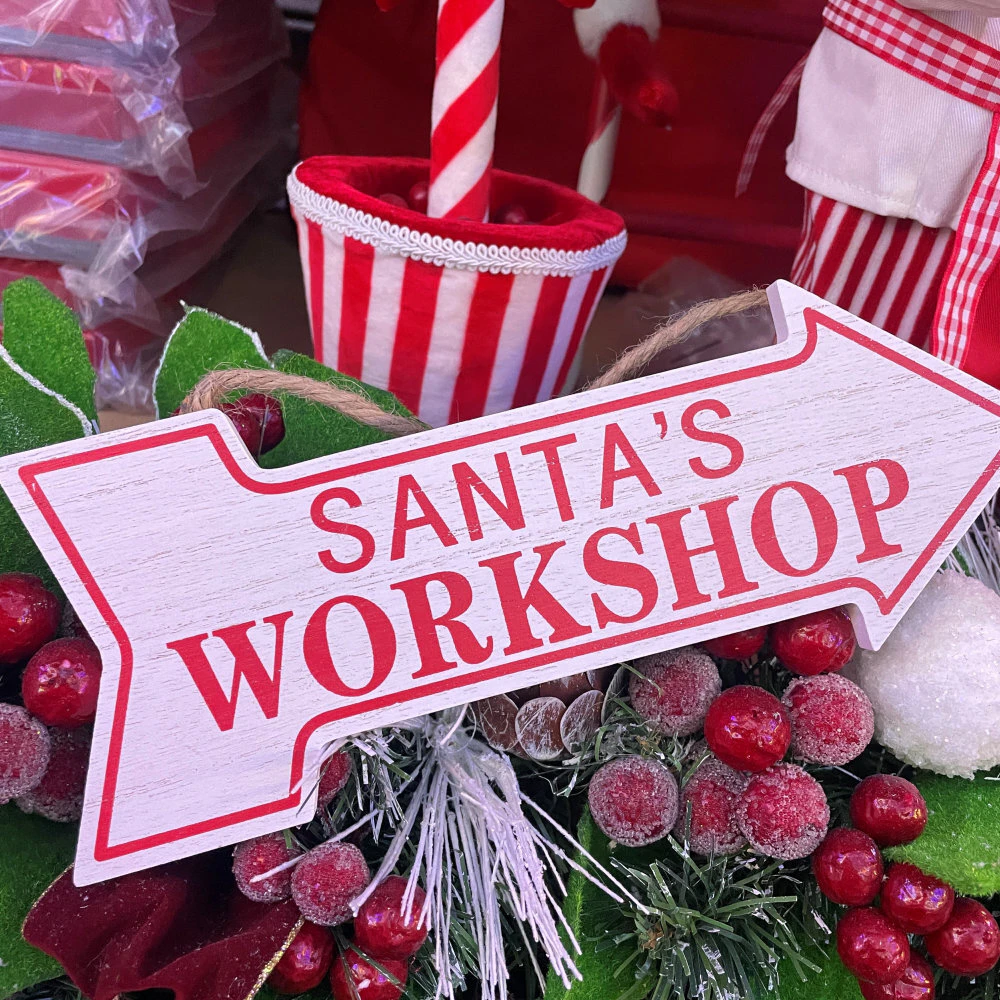 Santa's Workshop Arrow Right Sign