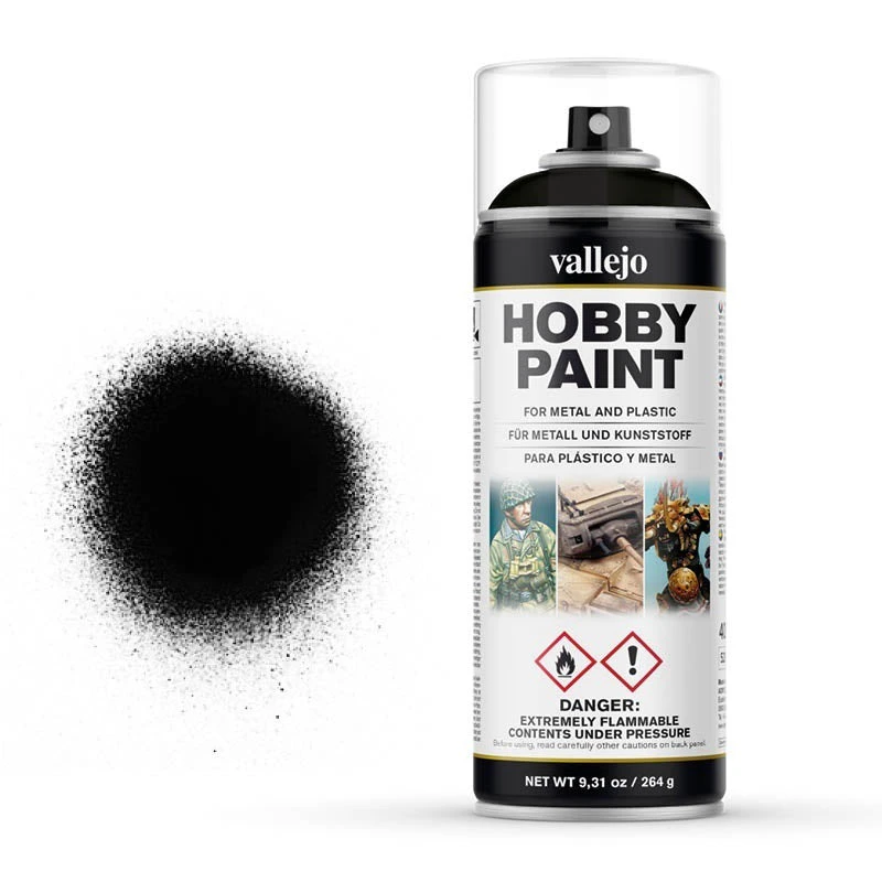 Vallejo 28012 Aerosol Black Primer 400ml Hobby Spray Paint