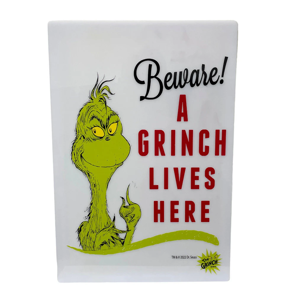 The Grinch Lives Here Acrylic Sign 35 x 24cm