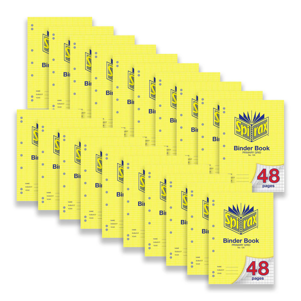 20pc Spirax 126 Binder Book A4 48-Pages Primary Grid Notebook Stationery Yellow