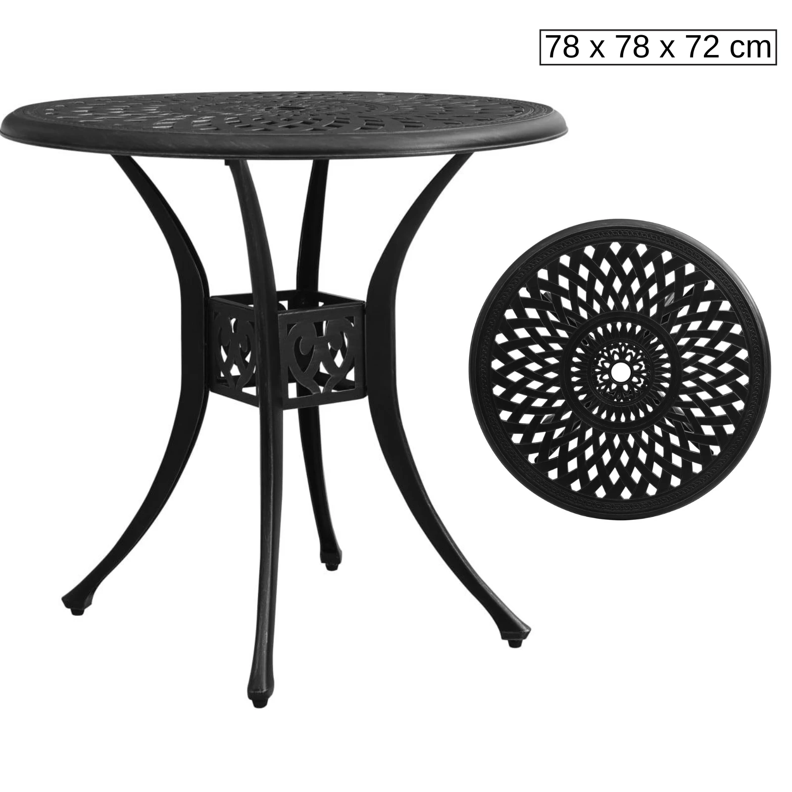 Outdoor Bistro Table Garden Patio Furniture Cast Aluminium Dining Coffee Black