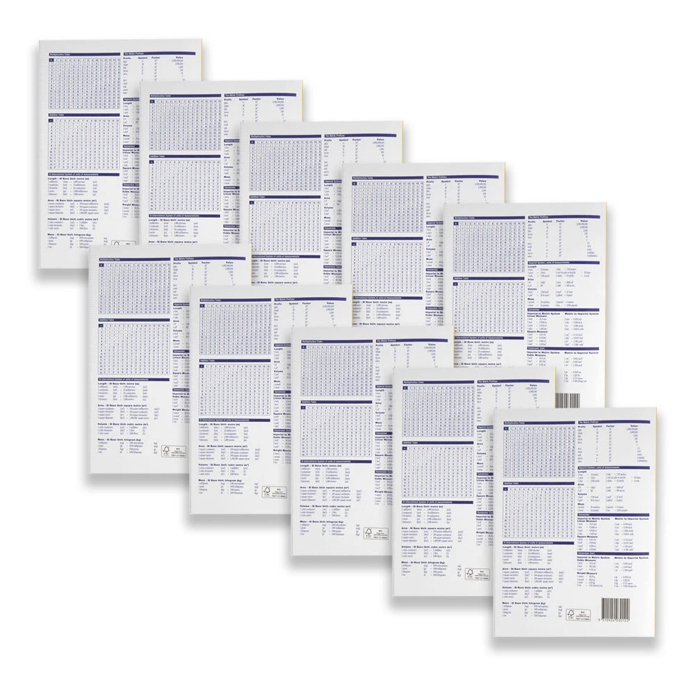 10pc Spirax P133 Grid Book A4 5mm 64-Pages Writing Notebook Stationery Yellow