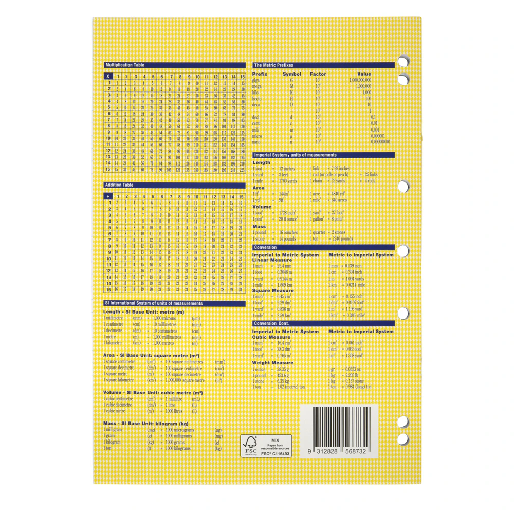 Spirax 120 Binder Book A4 8mm Ruled 64-Pages Writing Notebook Stationery Yellow