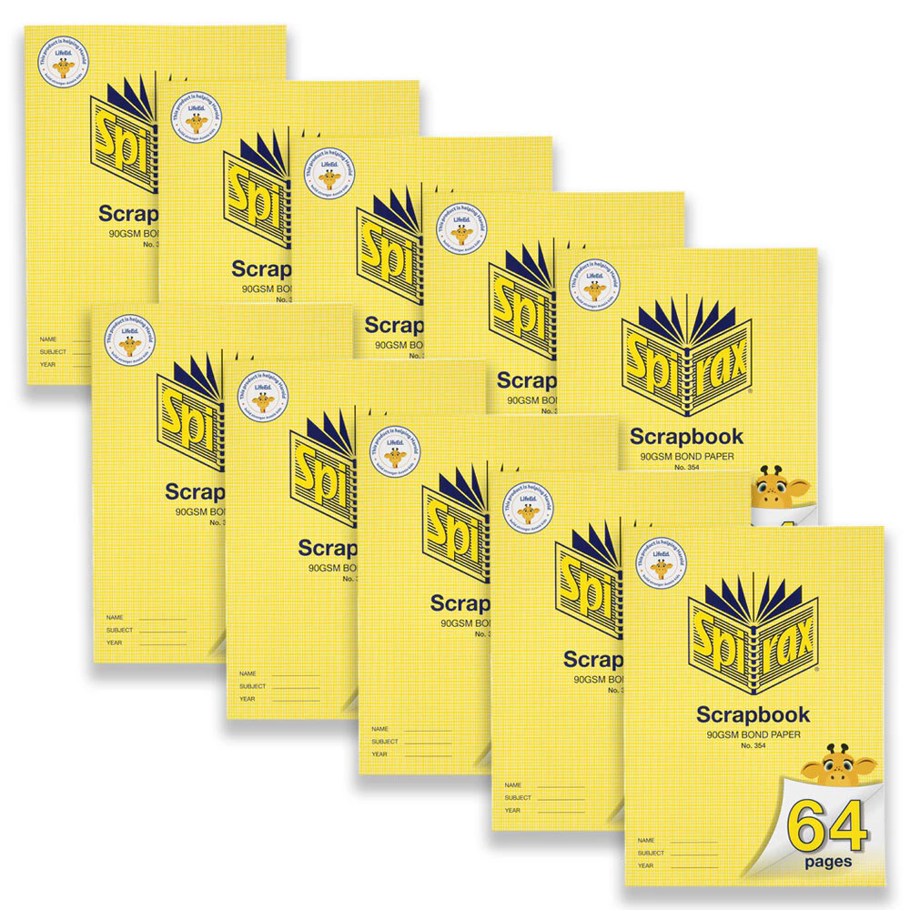 10pc Spirax 354 Super Size Blank Scrapbook School Stationery 90GSM 64Pgs Yellow