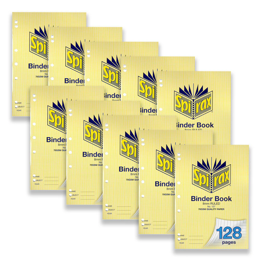 10pc Spirax 127 Binder Book A4 School Stationery 8mm Ruled 128-Pages Yellow