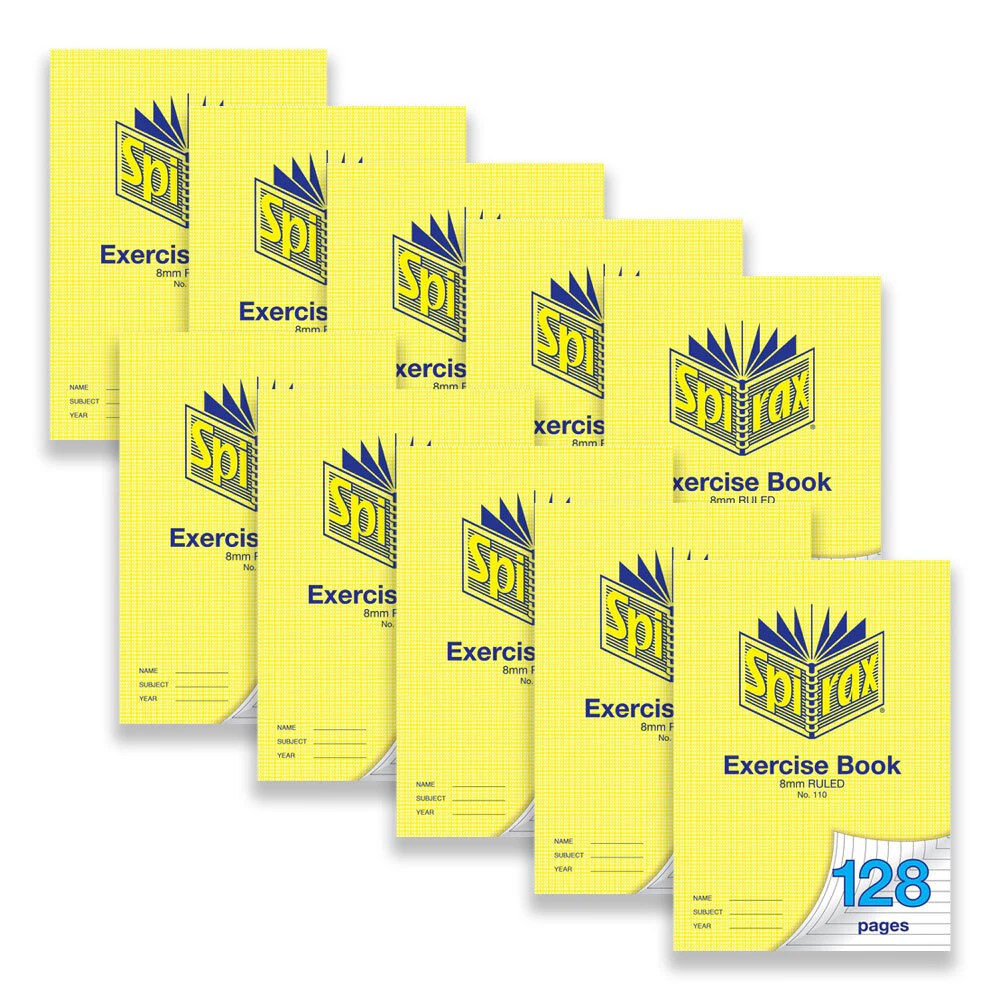 10pc Spirax 110 Exercise Book A4 Notebook Shool/Writing 8mm Ruled 128Pgs Yellow